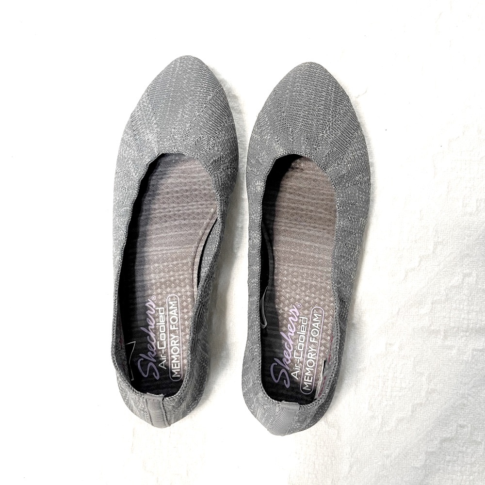 Skechers Air Cooled memory foam stretch fit knit slip on shoes, Gray SN44871